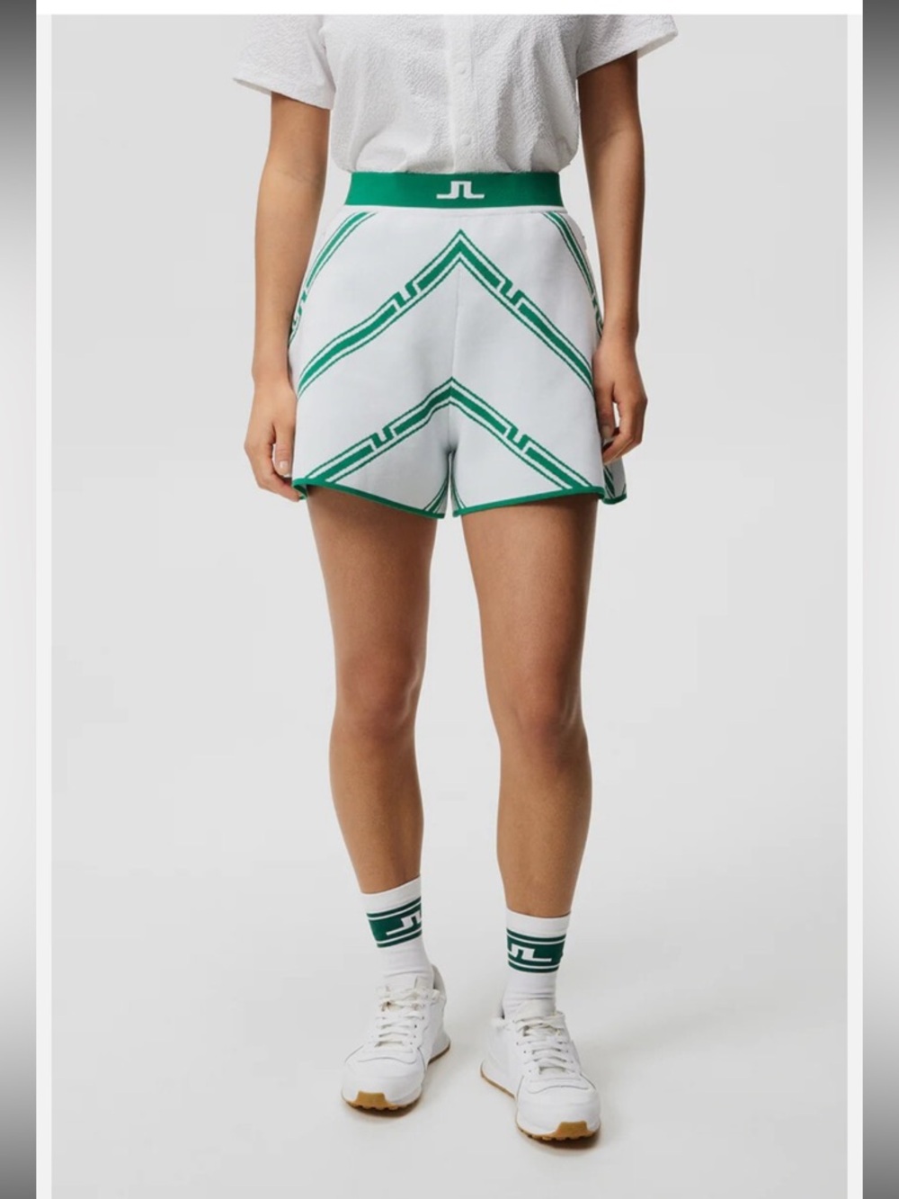 J. Lindeberg Women's Flare Knitted Shorts AWPA08422 M491 Green White Small NEW